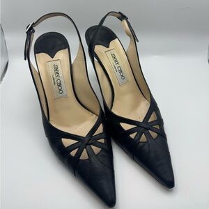 Jimmy Choo Black Strappy Slingback Heels
